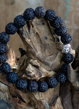 Rudraksha Buddah Bangle Mala - Dark