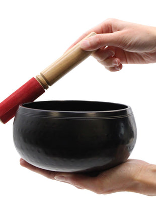 Lrg Black Beaten Bowl - 18cm