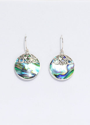 Shell & Silver Earrings - Classic Disc - Abalone