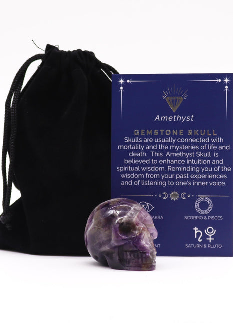 Gemstone Small Skull - Amethyst - 40x30x28mm