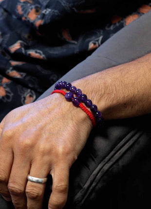 Gemstone Double Power Bracelets- Amythist