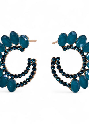 Teal Green - Vintage Glass - Loop - Earrings