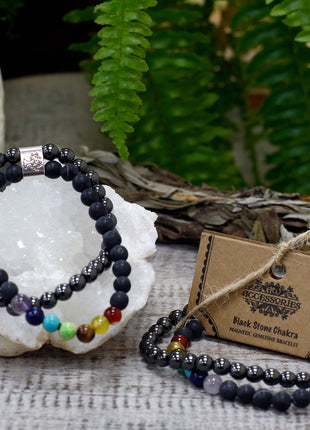 Magnetic Gemstone Bracelet - Black Stone Chakra