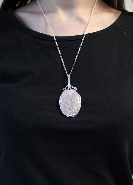 Swirl Wrapped Gemstone Necklace - Opalite