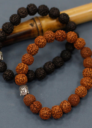 Rudraksha Buddah Bangle Mala - Dark