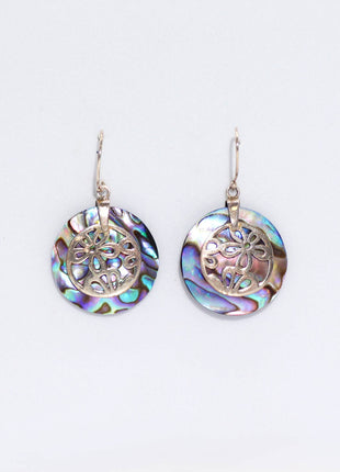 Shell & Silver Earrings - Flowers - Abalone