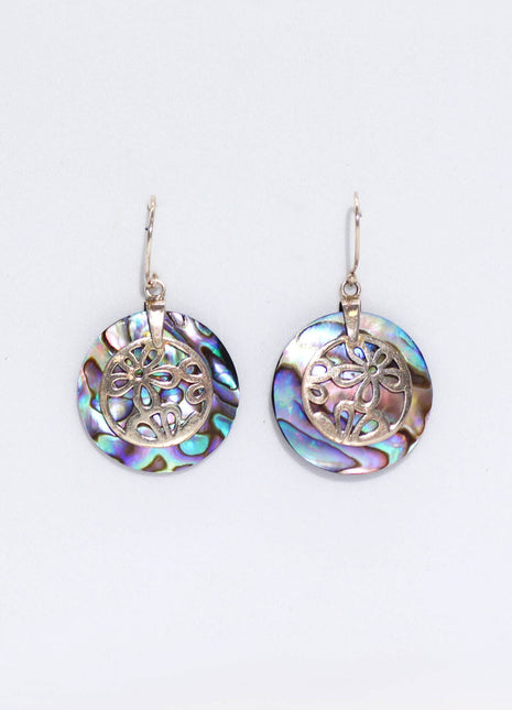 Shell & Silver Earrings - Flowers - Abalone
