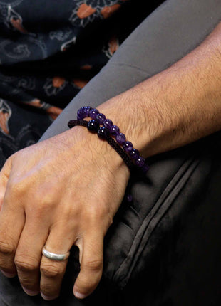Gemstone Double Power Bracelets- Amythist