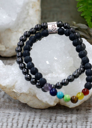 Magnetic Gemstone Bracelet - Black Stone Chakra