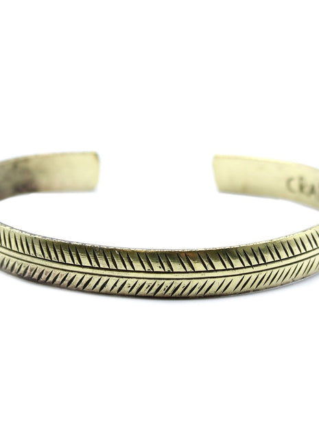 Brass Tibetan Bracelet - Slim Tribal Leaf