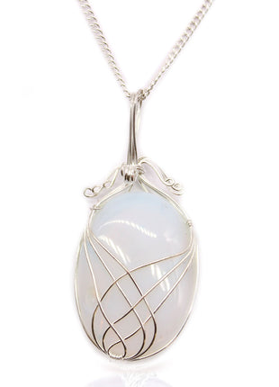 Swirl Wrapped Gemstone Necklace - Opalite