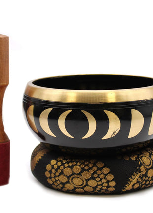 Lrg Moon Phase Singing Bowl Set- Black 14cm