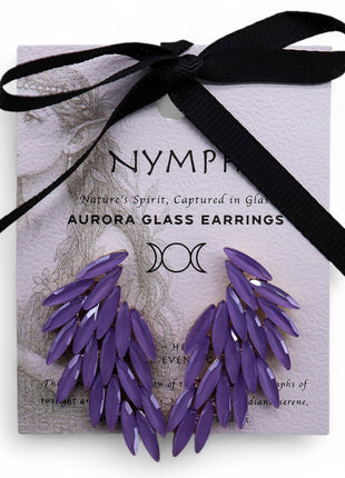 Lavender - Vintage Glass - Angel Wings - Earrings