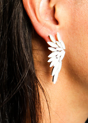 Pearl - Vintage Glass - Angel Wings - Earrings