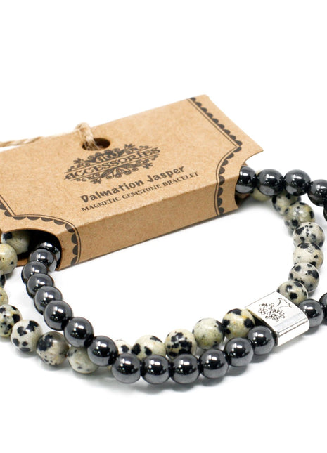 Magnetic Gemstone Bracelet - Dalmation Jasper
