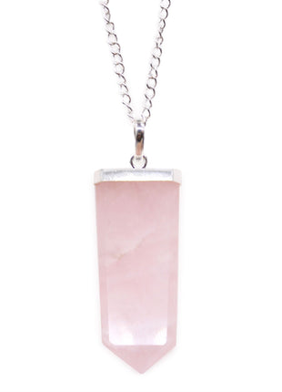 Gemstone Flat Pencil Pendant - Rose Quartz