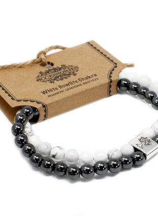 Magnetic Gemstone Bracelet - White Howlite Chackra