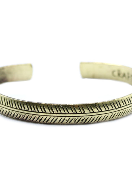 Brass Tibetan Bracelet - Slim Tribal Leaf