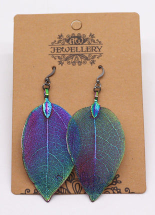 Earrings - Bravery Leaf - Rainbow