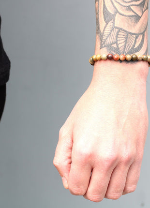 18K Gold Plated Gemstone Black String Bracelet - Tiger Eye