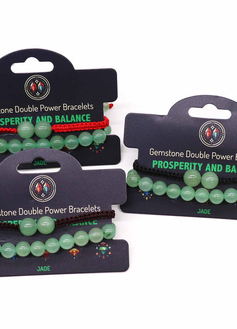 Gemstone Double Power Bracelets- Jade