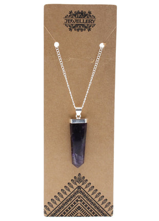 Gemstone Flat Pencil Pendant - Amethyst