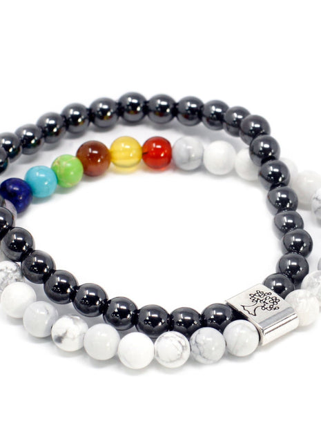 Magnetic Gemstone Bracelet - White Howlite Chackra