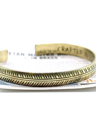 Brass Tibetan Bracelet - Slim Tribal Leaf
