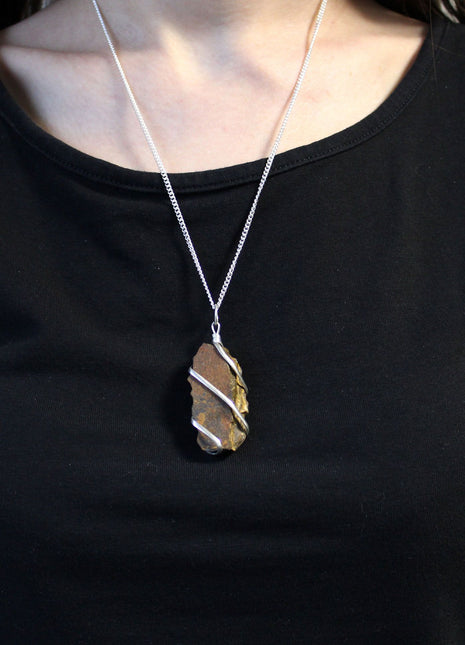Cascade Wrapped Gemstone Necklace - Rough Tiger Eye