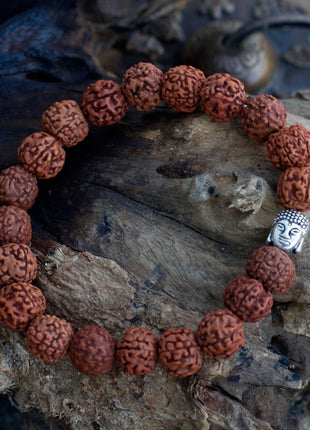 Rudraksha Buddah Bangle Mala - Brown