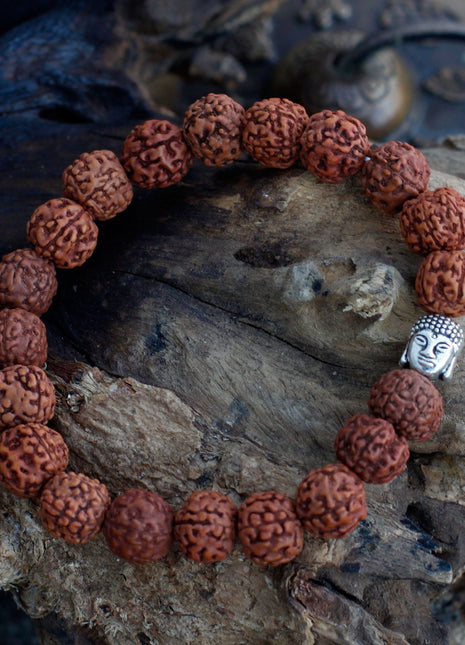 Rudraksha Buddah Bangle Mala - Brown