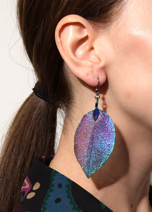 Earrings - Bravery Leaf - Rainbow