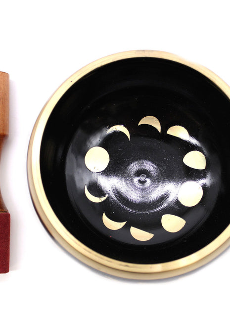 Lrg Moon Phase Singing Bowl Set- Black 14cm