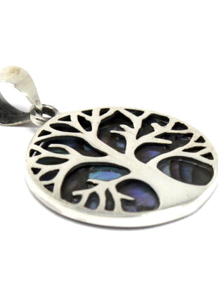 Tree of Life Silver Pendent 22mm - Abalone
