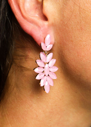 Soft Pink - Vintage Glass - Long Drop - Earrings