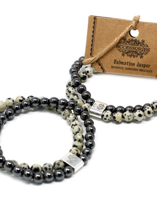 Magnetic Gemstone Bracelet - Dalmation Jasper