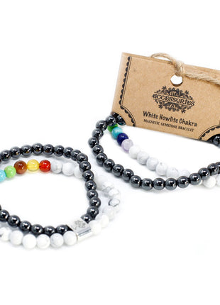 Magnetic Gemstone Bracelet - White Howlite Chackra