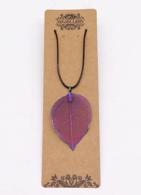 Necklace - Bravery Leaf - Lavender