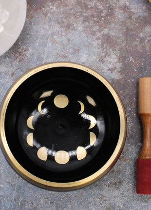 Lrg Moon Phase Singing Bowl Set- Black 14cm