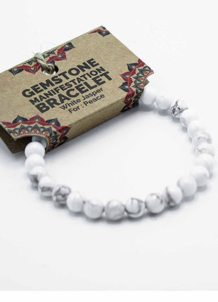 Gemstone Manifestation Bracelet - White Jasper - Peace