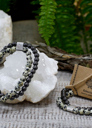 Magnetic Gemstone Bracelet - Dalmation Jasper