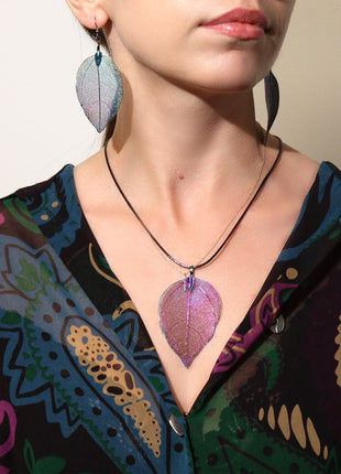 Earrings - Bravery Leaf - Rainbow