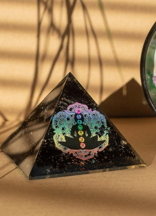 Small Organite Pryamids 5.5x4.5cm - Chakra Buddha - Black Tormaline Chips