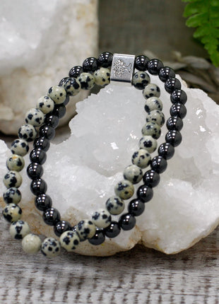 Magnetic Gemstone Bracelet - Dalmation Jasper